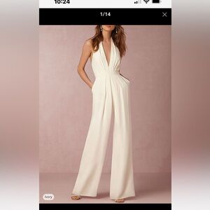 Beautiful off-white jumpsuit perfect for a non-traditional bride or wedding